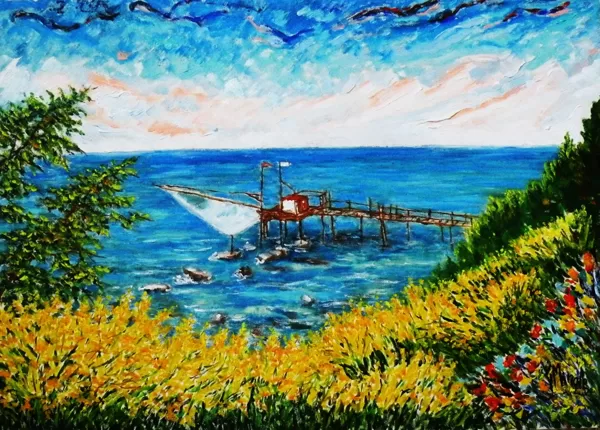 TRABOCCO A FINE PRIMAVERA  - Olio su tela 70 x 50