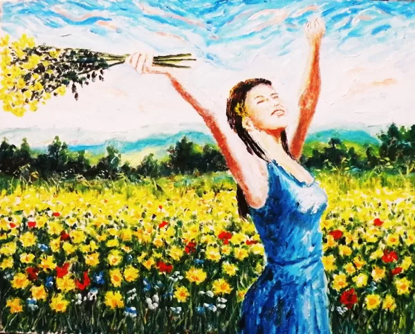 GIOIA E VOGLIA DI VIVERE 1 - Olio su tela 50 x 40