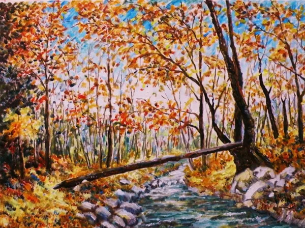 AUTUNNO LUNGO IL FIUME SANGRO - Olio su tela 70 x 50